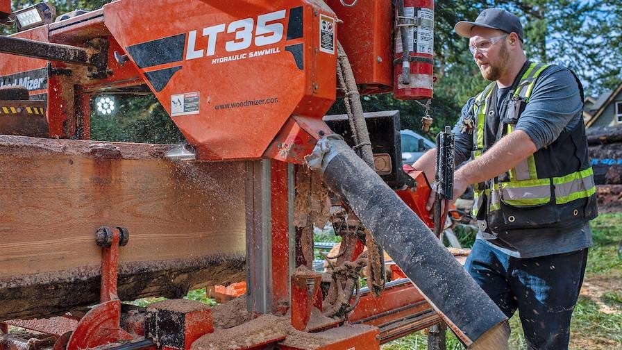 West Coast Timber portable sawmill on Vancouver Island