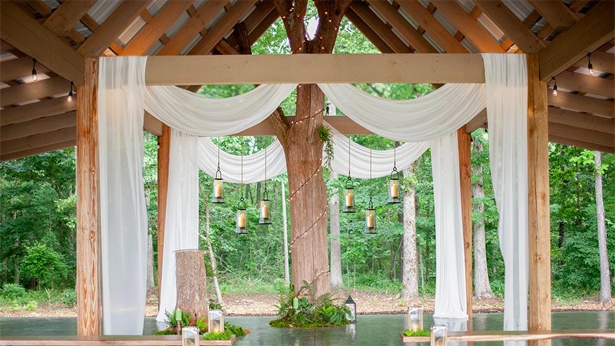 Crockett Creek Crossing Farm Chapel wedding with tree