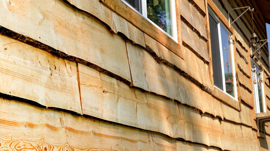 Wood siding on Alaska cabin