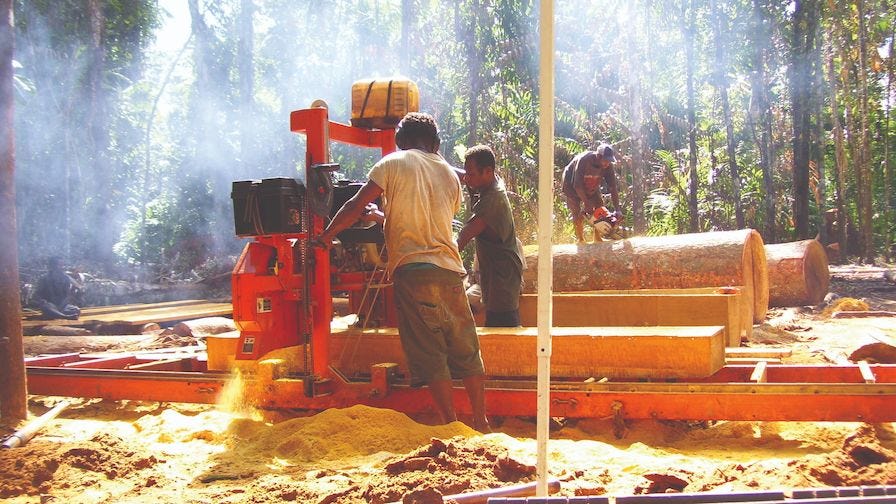 Sawing on a Wood-Mizer