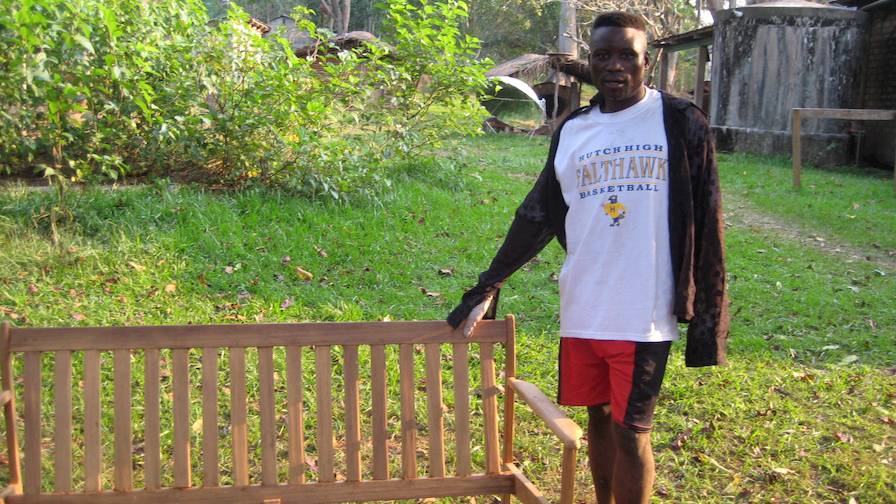 Bench made from local timber