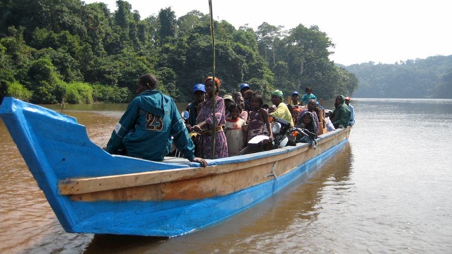 Wooden boat on the river