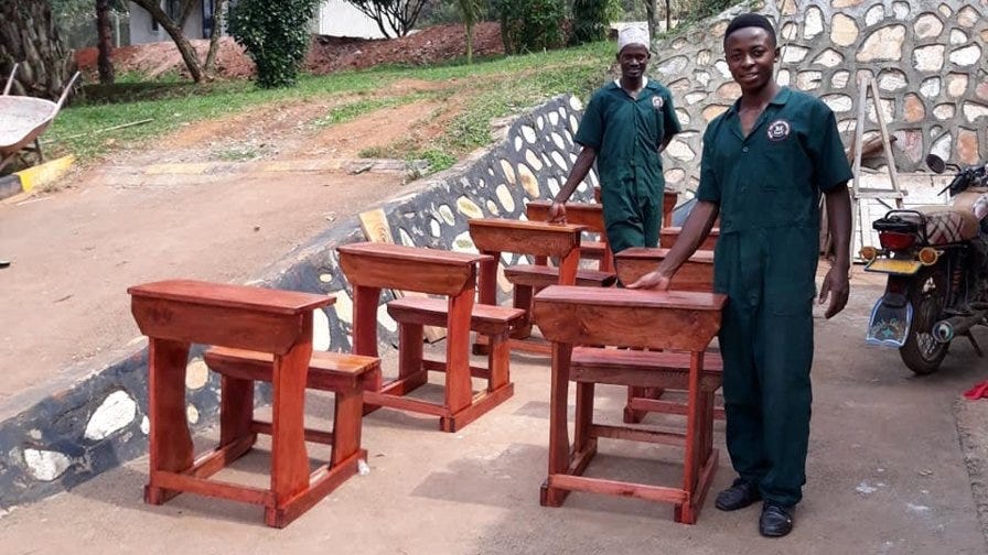 Narrow Gate wooden desks