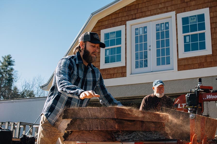 Wood slab from portable sawmill