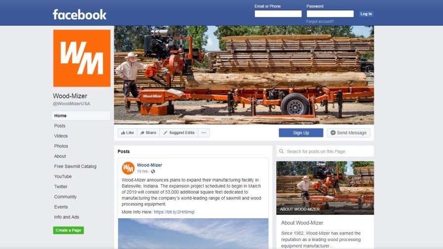 Wood-Mizer Facebook page