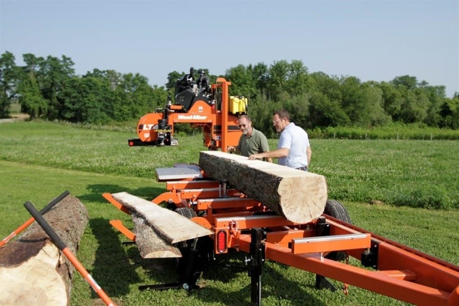 Wood-Mizer LT40 sawmill with cut slabs