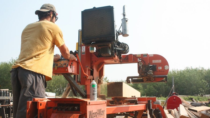 Wood-Mizer LT40 portable band sawmill in action